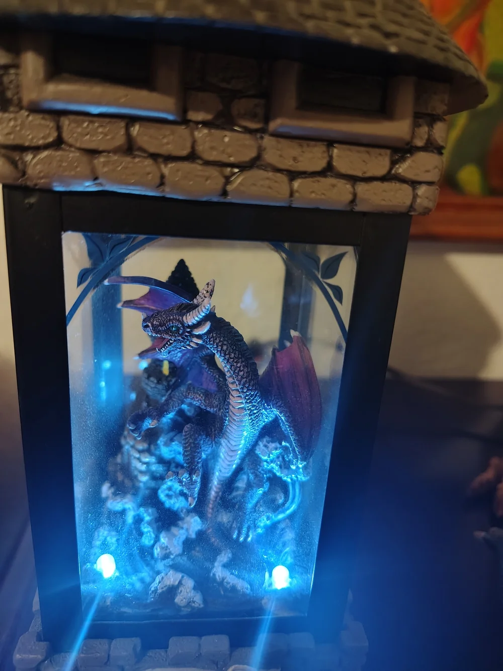 Decorative Dragon Lantern Figurine - Blue & Purple